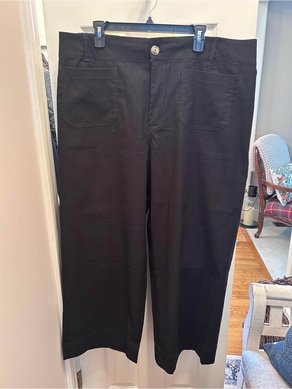 NWT Anthropologie Maeve Colette Full Length Wide Leg Pant in Black. Size 20W.